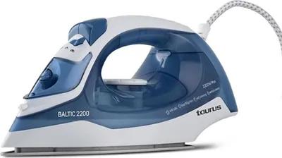 Obrázek produktu pro Taurus Baltic 2200, Suché i parní žehlení, Keramická žehlicí plocha s nanostříbrem, 110 g/min, Modrá, Bílá, 2200 W, 115 mm