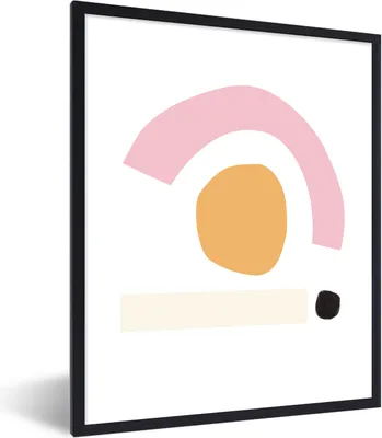 Produktbild von MuchoWow® Gerahmtes Poster Geometrische Formen - Minimalismus - Pastell 60x80 cm - Poster mit Schwarzem Bilderrahmen Wandposter Rahmen Foto Bilder - Premium - Wanddeko Wohnzimmer
