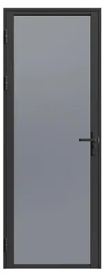 Produktbild von Doppelseitige Kompletttür aus Aluminium und geräuchertem gehärtetem Glas - H 204 x B 73 cm - Schwarz - LOXTON