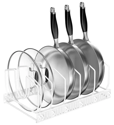 Topfdeckelhalter, 7 Fächer, verstellbar, Metall, Weiß