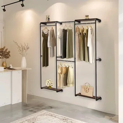 Produktbild von Industriekleiderack - Wandrek - 185x30x200 cm - Wandkast - Stahl - Wandplank