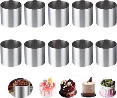 Produktbild von 10 Edelstahl Mousse Ringen, runde Keksschneider, Backzubehör