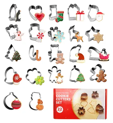 22-teiliges Weihnachts-Ausstechform-Set aus Edelstahl
