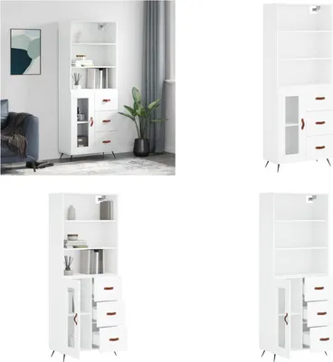 Produktbild von vidaXL Highboard Weiß 69,5x34x180 cm Holzwerkstoff - Highboard - Highboards - Sideboard - Schrank