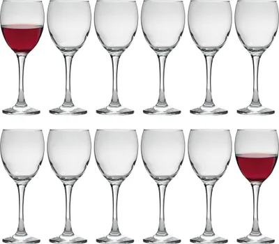 Produktbild von 12x Venue 340ml Rotweingläser - Groß Glas Weiß Rose Langer Stiel Cocktailparty Trinkbecher Geschenkset - by LAV