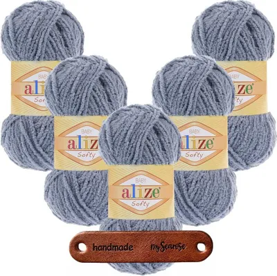 Produktbild von 5 x ALIZE Softy 119 Grey mit Label