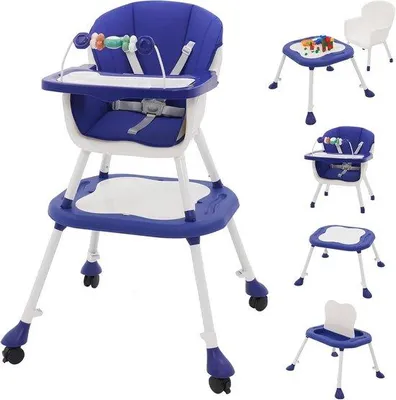 Produktbild von Kinderhochstuhl 5-in-1 mit Tisch und Rädern – Verstellbarer und zusammenklappbarer Kinderstuhl mit komfortablem Sicherheitsgurt