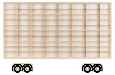 Produktbild von ArtTwist Trailer für Modellauto Vitrine | Hot Wheels Aufbewahrung zu 80 Fächen | Sammlervitrine Hängend 78,5cm x 40cm x 4cm | Setzkasten Holz für Wanddeko und Organisation (011KL)