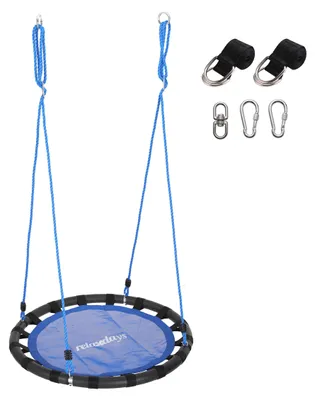 Image de Balançoire nid Relaxdays, balançoire suspendue ronde avec sangles et mousquetons, pour enfants, réglable, d'extérieur, Ø : 80 cm, jusqu'à 100 kg, bleu, Image générée par une IA