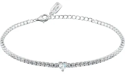 Produktbild von Silbernes Tennisarmband mit klarem Herz LPS05AWV43.