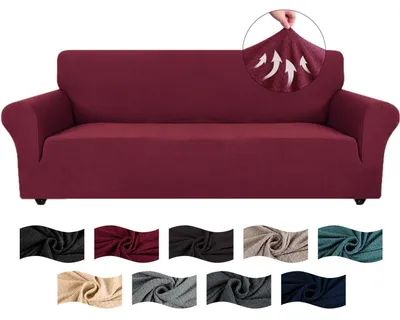 Obrázok produktu pre Poťah na pohovku, 3 sedadlá, Jacquard, elastický, protišmykový, bordový
