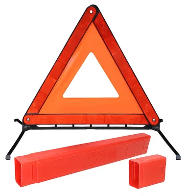 Imagen del producto de Triángulo de advertencia plegable para automóviles, reflectante, compacto, con caja de almacenamiento, para asistencia en caso de avería