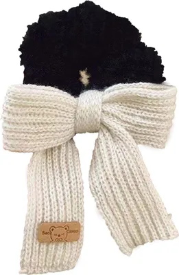 Produktbild von Flauschiges Haargummi mit Fell & kuscheliger Strickschleife in Camel
