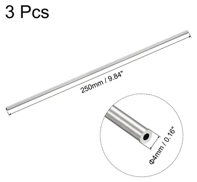 Produktbild von 3 Stš¹ck 250mm L?nge Edelstahlrohr 4mm Au?endurchmesser, Nahtlose Gerade Rohr 1mm Wandst?rke, 316 Edelstahl Rundrohr fš¹r Industrie Bauwesen Garten Haushalt Basteln Dekoration