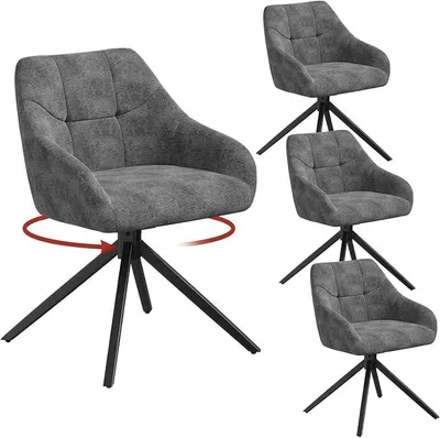 Imagen del producto de Juego de 4 sillas giratorias para comedor, sillas de cocina con reposabrazos