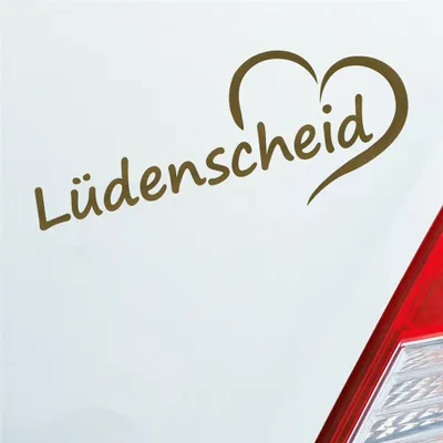 Produktbild von Auto Aufkleber Lüdenscheid Herz Stadt City Liebe Love 19,5x8 cm Gold Sticker Heckscheibenaufkleber