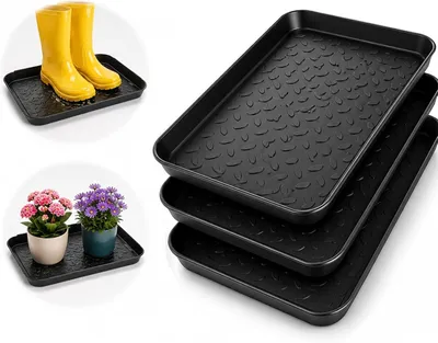 Produktbild von Schuhabtropfschalen im 3er-Set, 35 × 27 cm, schwarz