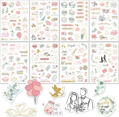Produktbild von 24 Sticker Fotoalbum, Aufkleber Geburtstag, Valentinstag Aufkleber, Sticker Set, Stickers Geburtstag Gästebuch, Hochzeit Gästebuch Stickers Love