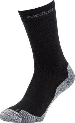Schwarze Odlo Unisex Active X-Warm Socke mit grauen Verstärkungen an Ferse und Spitze
