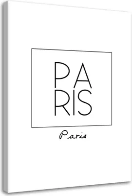 Produktbild von Leinwandbild inschrift paris 70x100 cm Feeby grau wandbild bereit zum aufhängen