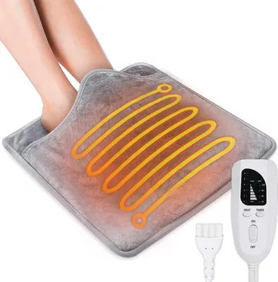 Produktbild von Elektrisch Fußwärmer, Fußheizung Heizkissen Fußsack für Füße mit 6 Temperaturstufen, Abschaltautomatik, Maschinenwaschbar, Büro, Haus (Grau)