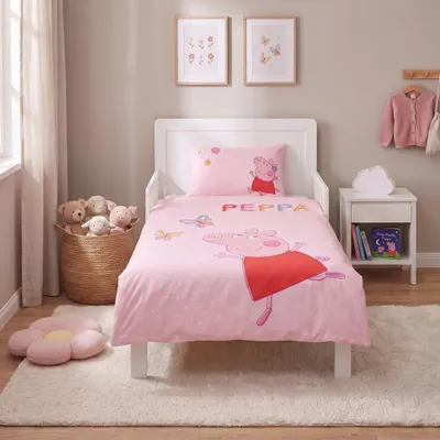 Produktbild von Babybettwäsche Peppa Pig 100x135 + 40x60 cm, 2-teilig, Wende-Motiv mit Peppa Wutz