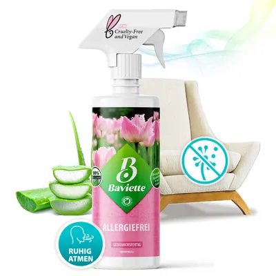 Image de Baviette Spray textile anti-allergique 500 ml – Spray rafraîchissant à base de micro-organismes pour matelas, oreillers et foyers accueillant des personnes allergiques