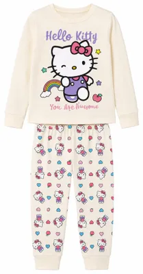 Produktbild von Hello Kitty Kinder Mädchen langarm Schlafanzug Pyjama 104-128 - 100% Baumwolle - 116, Bunt