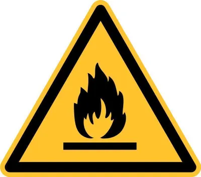 Produktbild von Warnschild "Feuergefährliche Stoffe", für Innen- und Außenbereiche, in verschiedenen Größen und Materialien verfügbar, Seitenlänge 10 cm, Material Aluminium, Techn. Eigenschaften geprägt, Verpackungseinheit: 1 STK
