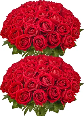 Produktbild von VEVOR Künstliche Rosenblumen, 60 Stück, Kunstblumen, Rot, für selbstgemachten Hochzeitsstrauß, Brautstrauß, Valentinstag, Muttertag, Heimdekoration
