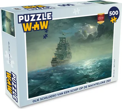 Obrázok produktu pre MuchoWow® Puzzle 500 ks Olejomaľba lode na nočnom mori