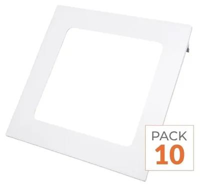 Image de Pack de  10 - Spot LED Encastrable Carré BLANC 18W - Blanc Froid 6000K - 8000K