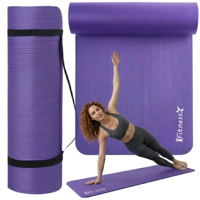 Zdjęcie produktu dla Fioletowa mata do ćwiczeń fitness joga gruba gimnastyczna 190x61x1,5cm gym, productTiles.product.images.aiGenerated