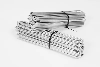 Image de (100 pièces) Sardines de Fixation  Galvanisé  - Long 250 mm, Larg 35 mm, Ø 4 mm - Paillage Jardin Pour le Geotextile anti Repousse