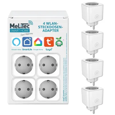Produktbild von MeLiTec Smart W-Lan Steckdosenadapter "SMART-PFW04-G", weiß, 4er Set