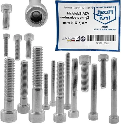 Productafbeelding van Staalcilinderschroef, 4 mm diameter, 45 mm lengte, 200 stuks. Schroefdraad voor binnendrukringen. Cilinderschroef 4 x 45