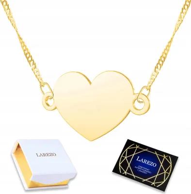 Produktbild von Goldene Halskette mit Herzanhänger, Liebesplakette, Liebe, SILBER 925
