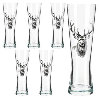 Produktbild von Alois Weizenglas 6er Set mit Hirsch-Motiv 0,5 L im Geschenkkarton