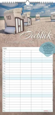 Produktbild von Alpha Edition - Familienplaner Seeblick 2026 - Familienkalender 22x45 cm mit 4 Spalten,, Landschaftsbilder, viele praktische Zusatzinhalte, ideal für Familienorganisation