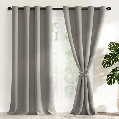 Verdunkelungsvorhänge mit Ringen, 2er-Set, 140x260 cm, Grau