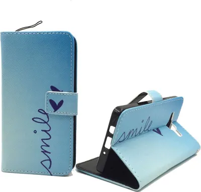 Produktbild von Handyhülle Tasche für Handy Samsung Galaxy A5 Schriftzug Smile Blau