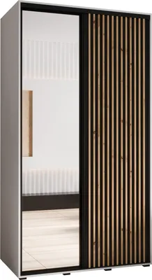 Produktbild von MEBLE KRYSPOL Lanko 2 Schrank mit 2 Schiebetüren  - 235,2x130x60 cm - Weiß Schwarz Artisan