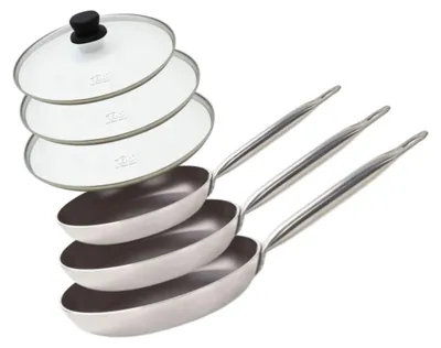 Pfannenset 3-tlg. Aluminium mit Glasdeckeln, 24/28/32 cm, induktionsgeeignet