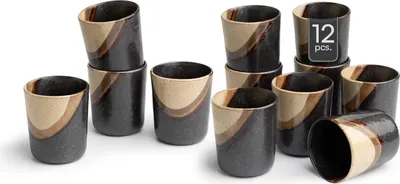 Produktbild von Kaffeebecher - 350 ml - Schwarz - Braun - Keramik - matt - 12er Set