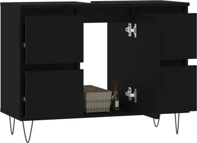 Produktbild von "Winterschlussverkauf "Badschrank - CLORIS - Badezimmerschrank - schlichte Design - Schwarz 80x33x60 cm Holzwerkstoff - NeuMöbel7839257