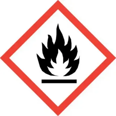 A hazard symbol indicating flammability.