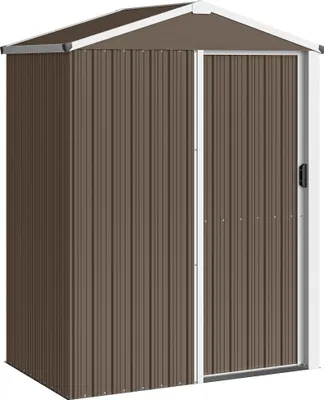 Produktbild von Metall Gerätehaus 1,1 m², Geräteschuppen mit Sattedach Abschließbarer Schiebetür Handschuhen, 136 x 87 x 179 cm