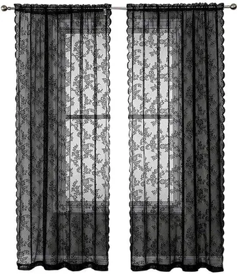 Produktbild von Schwarze Rölladen 100 x 200 cm - Retro Blumen Stoffbezug Durchsichtige Rolloset - Langzeitfeste Rosen Stoff Rölladen mit Stangen - Für Schlafzimmer Wohnzimmer Dekoration - 2 Teile