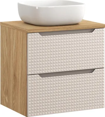 Productafbeelding van Badkamermeubel van 60 cm met blad en wastafel voor op het blad, model Smile - een compacte en elegante oplossing