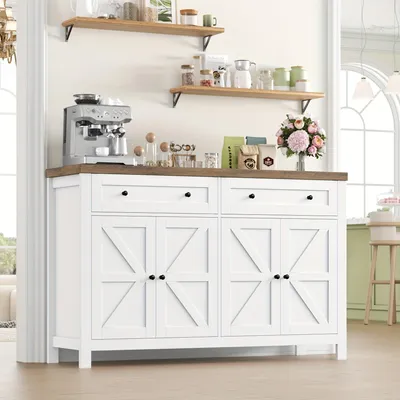 Image de Meuble de rangement - Buffet - Armoire de cuisine - Meuble de rangement - 140 cm de largeur - Étagère réglable